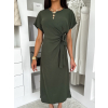 Khaki elegantní vypasované šaty NIRELA s vázáním