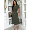 Khaki elegantní vypasované šaty NIRELA s vázáním