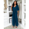 Petrolejový elegantní dlouhý společenský overal LEIRIA