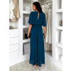 Petrolejový elegantní dlouhý společenský overal LEIRIA