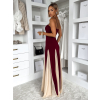 Vínové maxi dlouhé šaty DRELVIK na ramínka