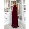 Vínové variabilní společenské tylové plesové šaty OBSIYA s vlečkou