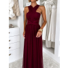 Vínové variabilní společenské tylové plesové šaty OBSIYA s vlečkou