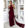 Vínové variabilní společenské tylové plesové šaty OBSIYA s vlečkou