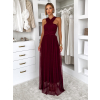 Vínové variabilní společenské tylové plesové šaty OBSIYA s vlečkou