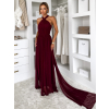 Vínové variabilní společenské tylové plesové šaty OBSIYA s vlečkou