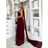 Vínové variabilní společenské tylové plesové šaty OBSIYA s vlečkou