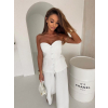 Bílý elegantní kalhotový komplet SANARI s korzetem