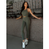 Khaki sportovní tvarující yoga legíny FENYRA