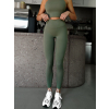 Khaki sportovní tvarující yoga legíny FENYRA