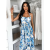 Modré letní dlouhé květované šaty YSMERA