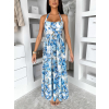 Modré letní dlouhé květované šaty YSMERA