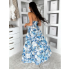 Modré letní dlouhé květované šaty YSMERA