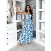 Modré letní dlouhé květované šaty YSMERA