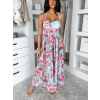 Tyrkysové letní dlouhé květované šaty YSMERA