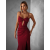 Bordó dlouhé společenské šaty LIMONA s průstřihy