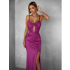 Tmavě růžové dlouhé společenské šaty LIMONA s průstřihy