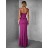 Tmavě růžové dlouhé společenské šaty LIMONA s průstřihy