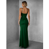 Smaragdové dlouhé společenské šaty LIMONA s průstřihy