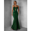 Smaragdové dlouhé společenské šaty LIMONA s průstřihy