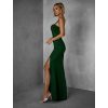 Smaragdové dlouhé společenské šaty LIMONA s průstřihy