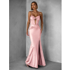 Světle růžové dlouhé společenské šaty LIMONA s průstřihy