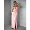 Světle růžové dlouhé společenské šaty LIMONA s průstřihy