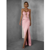 Světle růžové dlouhé společenské šaty LIMONA s průstřihy