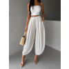 Krémové široké harémky vzdušné kalhoty MYRAEL