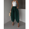 Smaragdové široké harémové vzdušné kalhoty MYRAEL