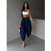 Tmavě modré široké harémové vzdušné kalhoty MYRAEL