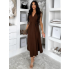 Hnědé dlouhé zavinovací šaty AVENYXA s páskem