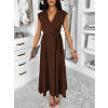 Hnědé dlouhé zavinovací šaty AVENYXA s páskem