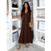 Hnědé dlouhé zavinovací šaty AVENYXA s páskem