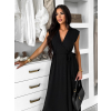 Černé dlouhé zavinovací šaty AVENYXA s páskem