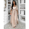 Béžové dlouhé saténové šaty GO HOME