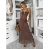 Hnědé průhledné dlouhé šaty EMVARK