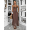 Hnědé průhledné dlouhé šaty EMVARK