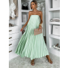 Světle zelené plisované dlouhé šaty AMAONA