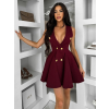 Bordó áčkové krátké šaty ENYALA s knoflíky