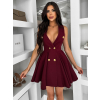 Bordó áčkové krátké šaty ENYALA s knoflíky