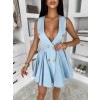 Modré áčkové krátké šaty ENYALA s knoflíky
