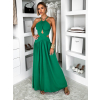 Zelené dlouhé šaty DELYEXA s vázáním a rozparkem