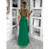 Zelené dlouhé šaty DELYEXA s vázáním a rozparkem