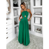 Zelené dlouhé šaty DELYEXA s vázáním a rozparkem