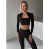 Černý sportovní vlnkovaný jóga top LUNIRA