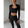 Černý sportovní vlnkovaný jóga top LUNIRA