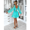 Tyrkysové koktejlové vzdušné šaty ETHAN s vázáním