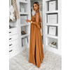 Hnědé společenské dlouhé šaty VESTELA s vlečkou
