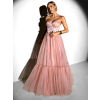Starorůžové plesové společenské tylové šaty DELARIL s mašlí